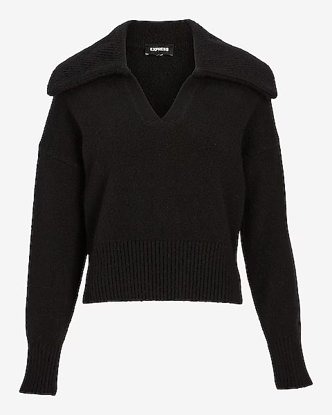 Collared V-Neck Long Sleeve Sweater | Express