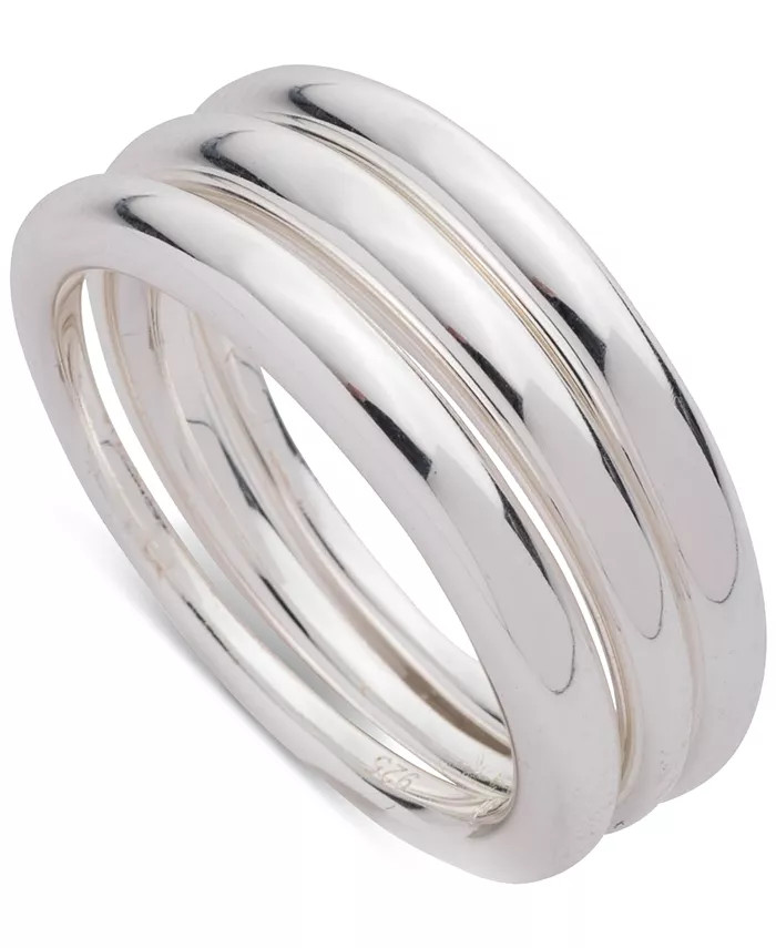 Sterling Silver 3-Pc. Set Stack Rings | Macy's