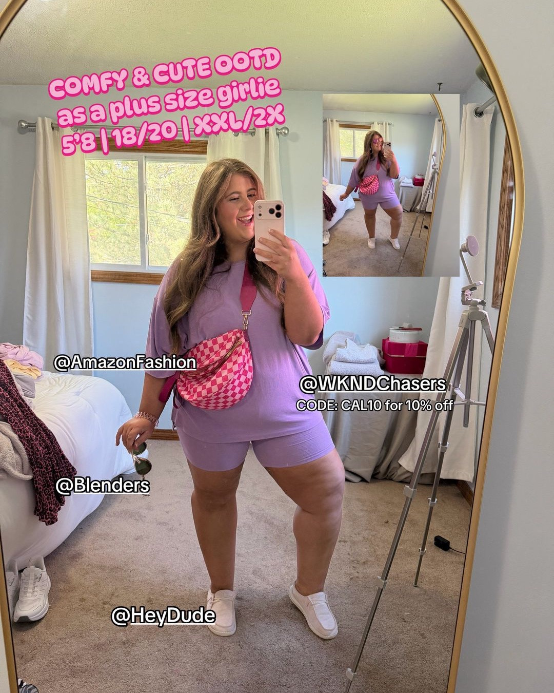 comfy & cute is the ONLY vibe I want this summer 💜✨ this oversized set is so soft, stretchy, and easy to throw on while still feeling put together. paired it with the cutest pink accessories for an effortless girly look 🫶🏼 use code CAL10 at WKND Chasers for 10% off 🩷

#LTKootd #LTKPlusSize #LTKSaleAlert