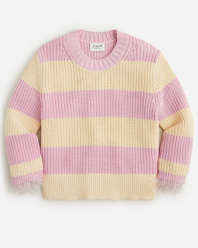 Collection feather-trim crewneck sweater | J. Crew US