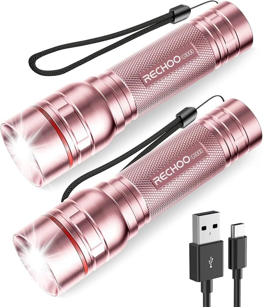 Rechargeable Flashlights High Lumens, G1000 Super Bright Flash Light 2 Pack, Small Zoomable LED F... | Amazon (US)