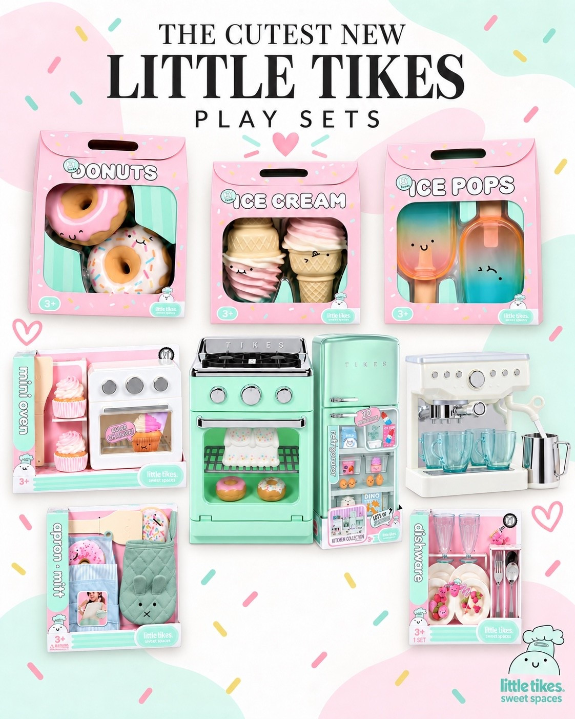 Stop it—these NEW Little Tikes Sweet Spaces play sets are the cutest! 🎀🍩 From the retro mint kitchen and mini cupcake oven to the adorable donuts, baking accessories and dishware, these are perfect for pretend play. Such a fun birthday or holiday gift for toddlers and preschoolers! Everything is linked here to shop. 🩷

#LittleTikes #PretendPlay #ToddlerToys #KidsGiftIdeas #PlayKitchen

#LTKKids #LTKdayinmylife #LTKmomlife