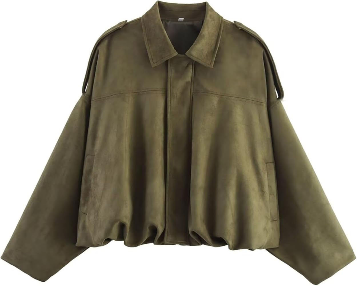 Xunger Women's Faux Suede Bomber Jacket Spring Lapel Pilot Coat Casual Oversized Long Sleeves Tre... | Amazon (US)