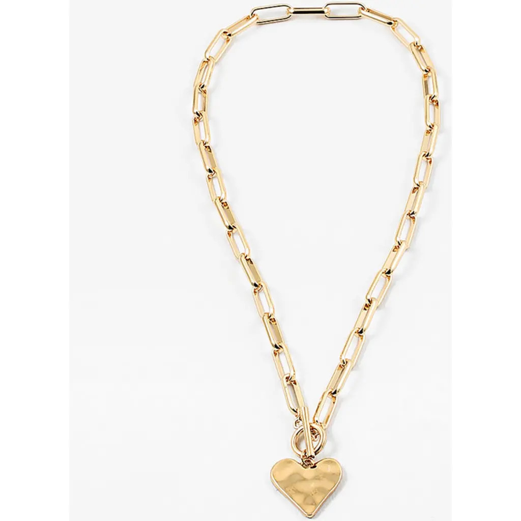 Erin McDermott Jewelry Hammered Heart Toggle Necklace in Gold at Nordstrom | Nordstrom