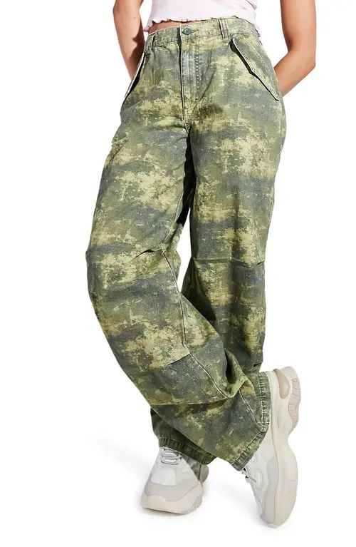 ASOS DESIGN Camo Print Slouchy Cargo Pants in Khaki at Nordstrom, Size 0 Us | Nordstrom
