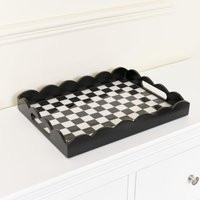 Rectangle Black Monochrome Checked Scalloped Tray | Debenhams UK