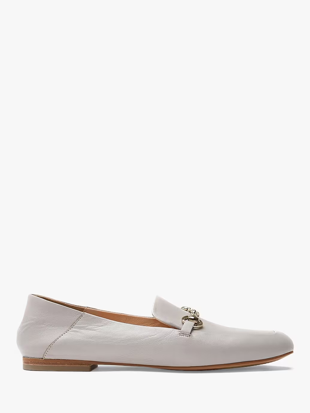 Mint VelvetCamille Leather Snaffle Trim Loafers, Stone | John Lewis (UK)