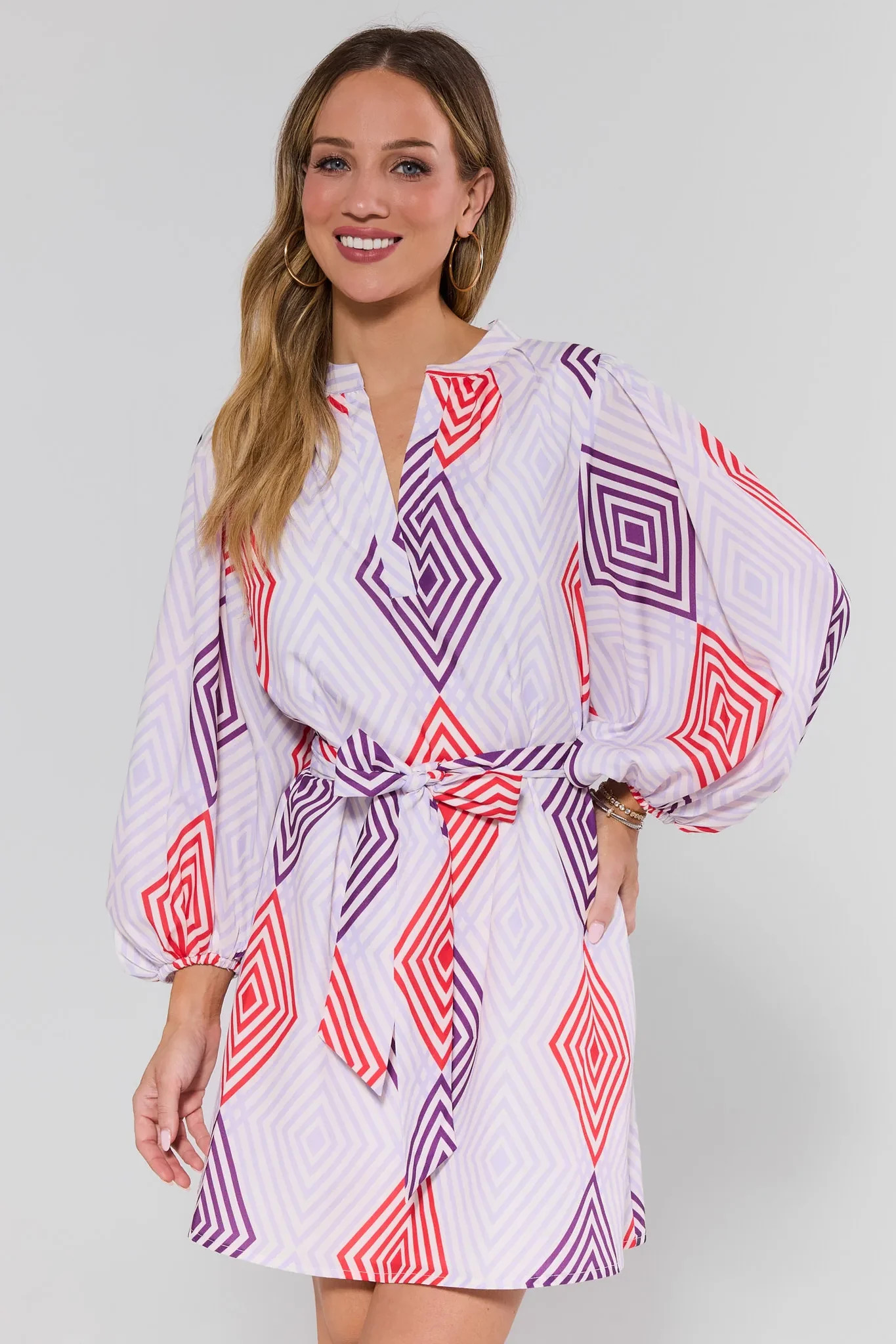 Kelly Purple Printed Short Dress | Avara