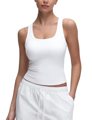 CRZ YOGA Softembrace Scoop Neck Tank Tops for Women - Casual Going Out Soft Double Lined Crop Bas... | Amazon (US)