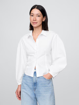 Organic Cotton Poplin Balloon-Sleeve Shirt | Gap (CA)