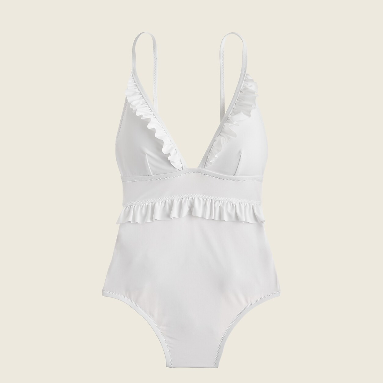 Ruffle deep-V one-piece swimsuit | J. Crew US