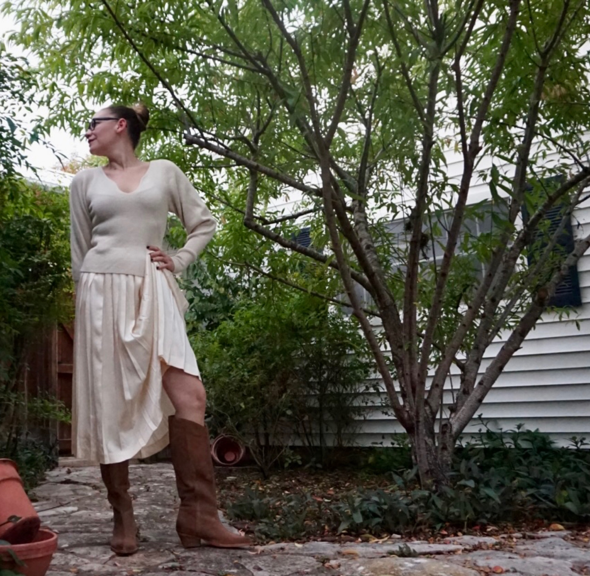 Playing with tonal winter whites - from sweaters to pleated skirts and the best boots to welcome in colder temps! #investmentpiece 

#LTKstyletip #LTKSeasonal #LTKshoecrush