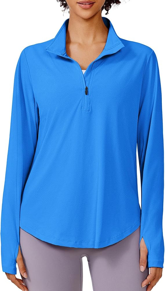 PINSPARK Long Sleeve Workout Tops for Women UPF 50+ Sun Protection Shirts Half Zip Quick Dry Athl... | Amazon (US)