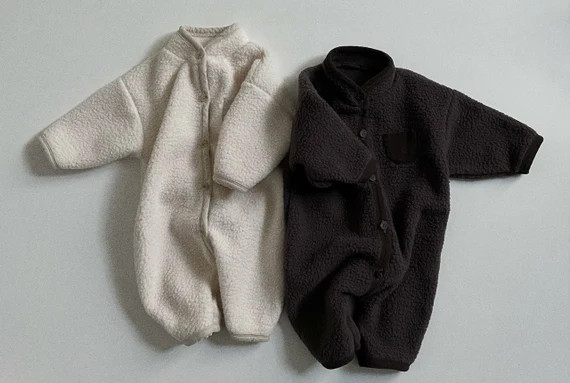 Baby Sherpa Jumpsuit / Soft Fleece Lined / Made in Korea - Etsy | Etsy (US)