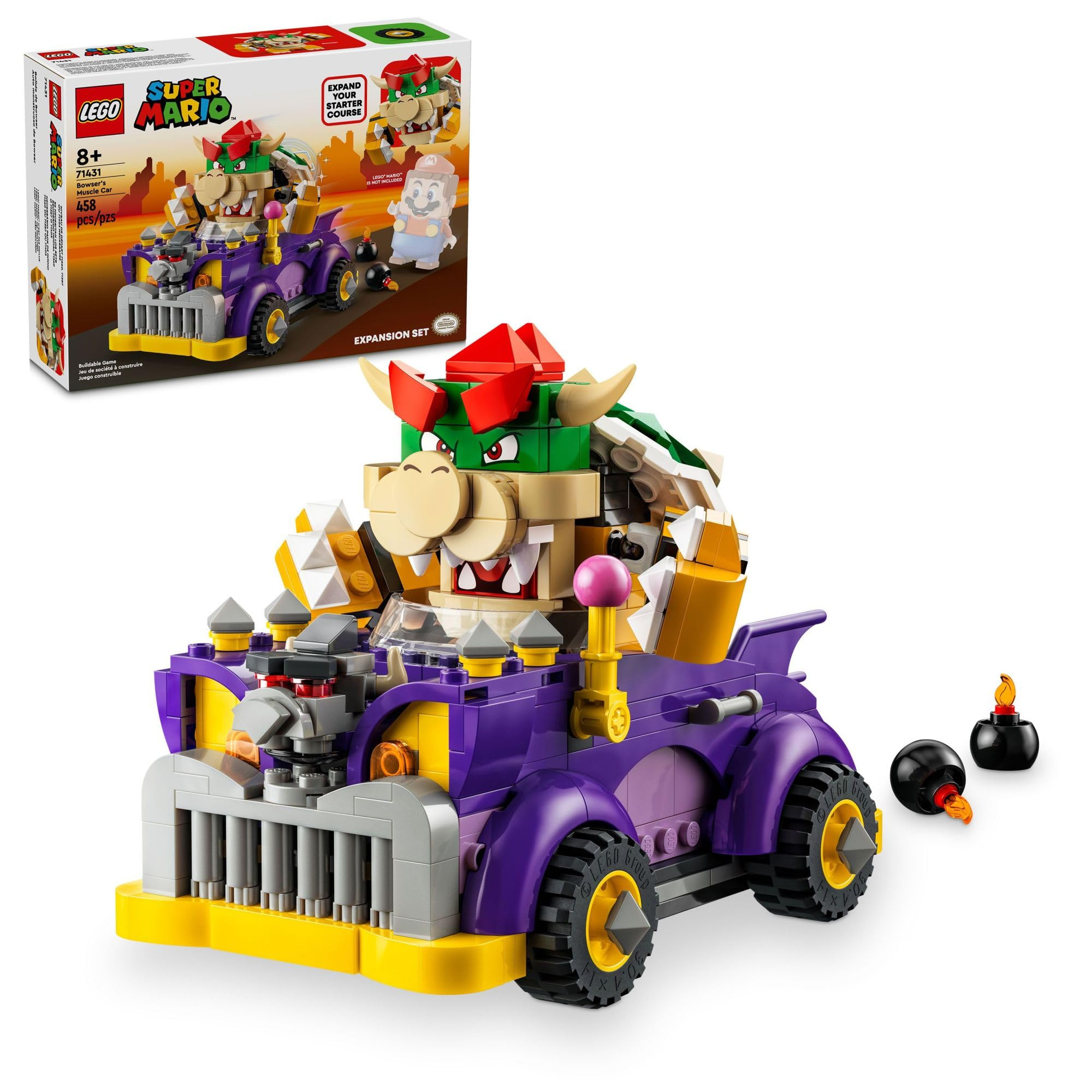 LEGO Super Mario Bowser’s Muscle Car Expansion Set, Collectible Bowser Toy for Kids, Gift for B... | Amazon (US)