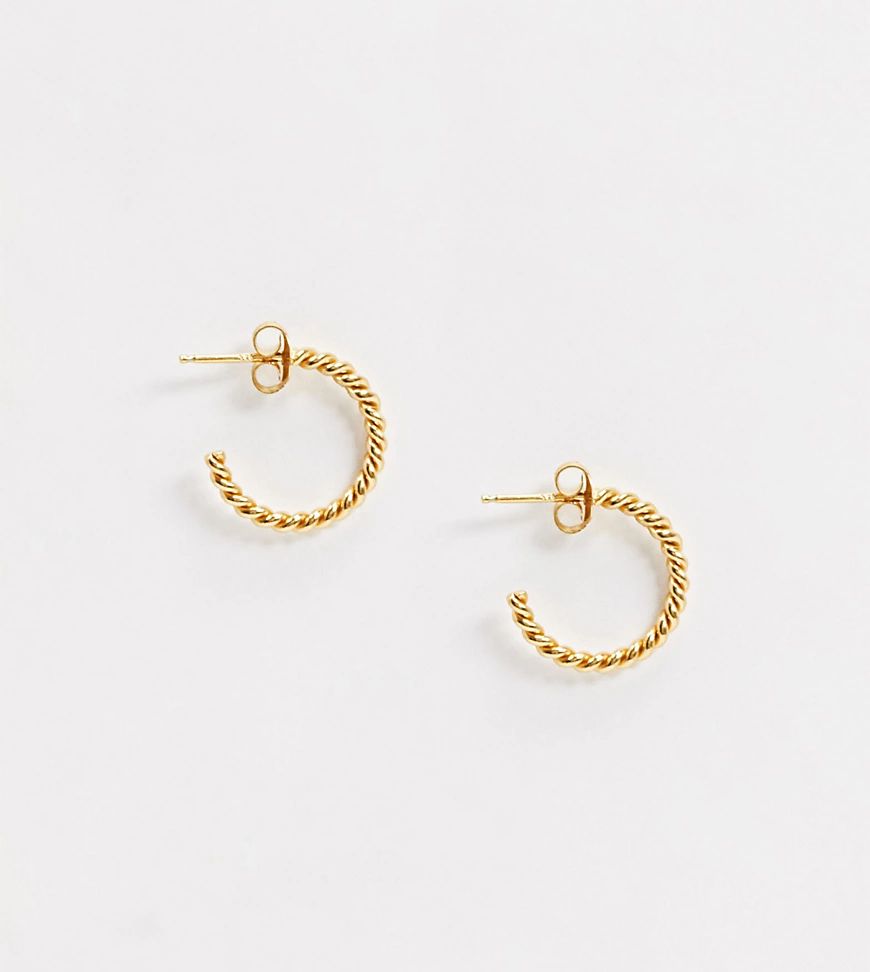 House of Freedom by Topshop twisted chain hoop earrings in sterling silver gold plate | ASOS (Global)