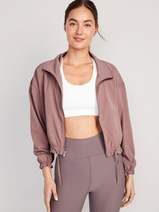 Water-Repellent Packable StretchTech Ruffle-Trimmed Zip-Front Jacket for Women | Old Navy (US)