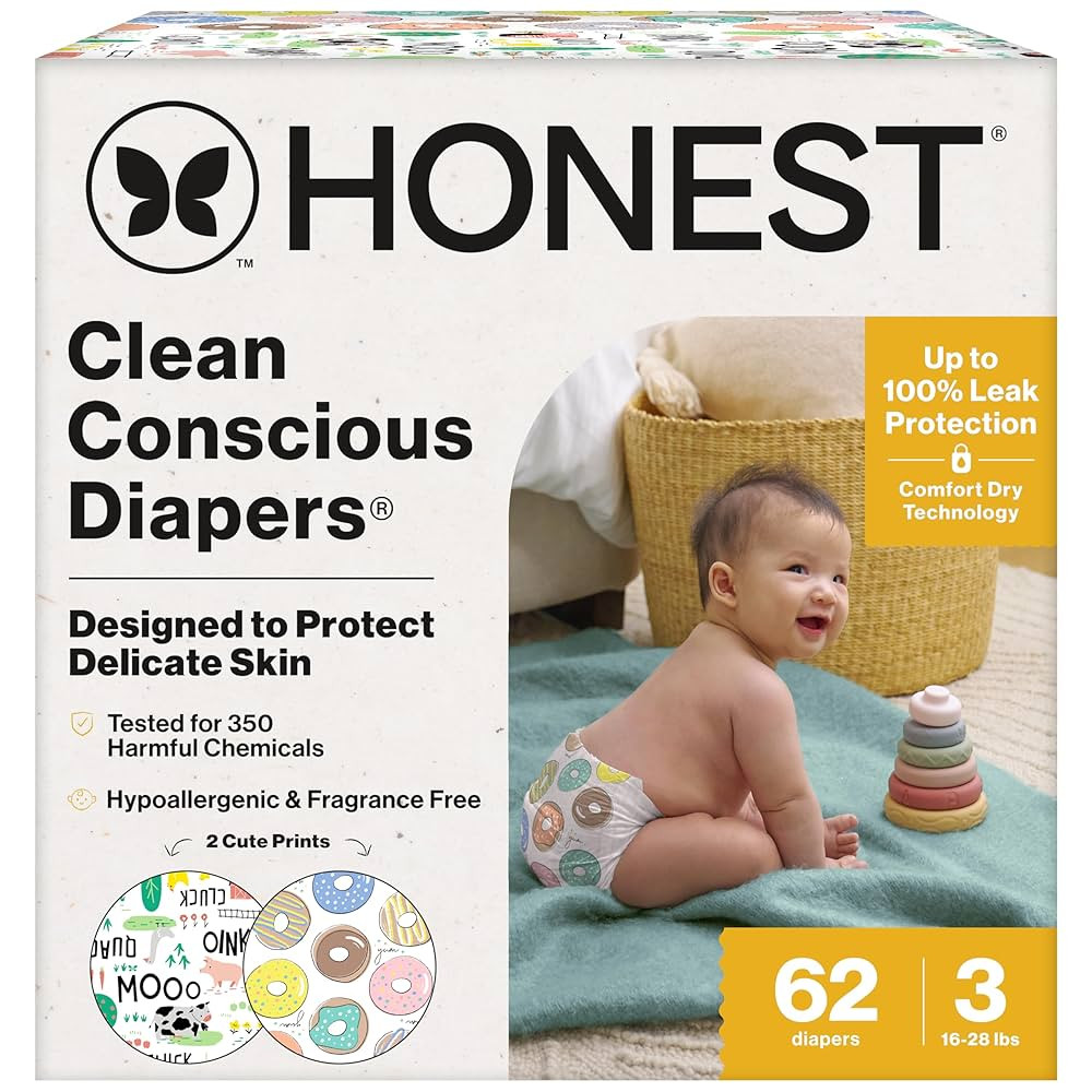 The Honest Company Clean Conscious Diapers for Delicate Skin | Up to 100% Leakproof | Hypoallerge... | Amazon (US)