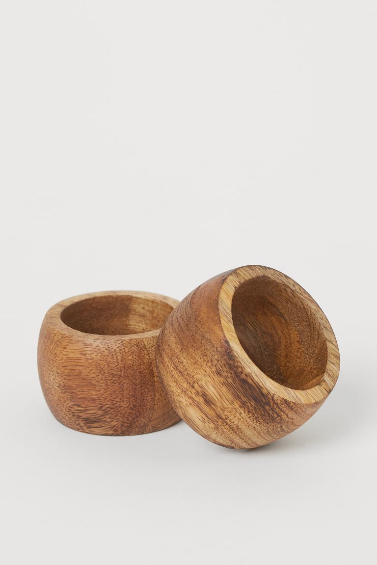 2-pack Wooden Napkin Rings - Brown - Home All | H&M US | H&M (US + CA)