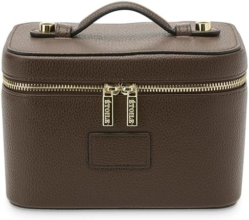 ETOILE - Mini Vanity Case Espresso - Stylish Travel Makeup Bag Organizer With Removable Dividers | Amazon (US)