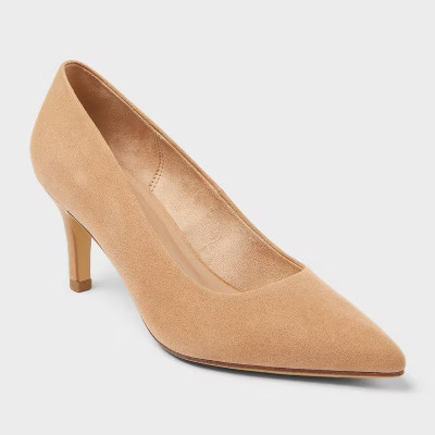 Women's Cindy Mid High Heels Pump with Memory Foam Insole - A New Day™ Tan 6 | Target
