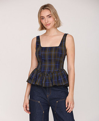 Women's Plaid Peplum Top | Macy's