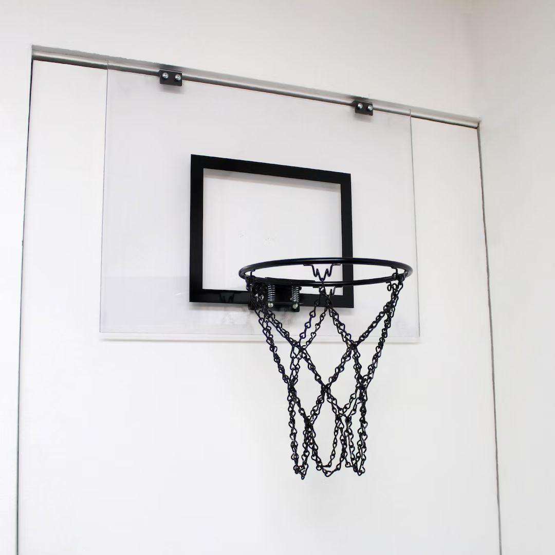 21x16 Clear W/black Hoop Mini Basketball Hoop Wall Decor Man Cave Office Basketball Hoop Customiz... | Etsy (US)