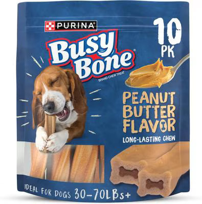 Busy Bone Peanut Butter Flavor Long-Lasting Chew Adult Small/Medium Dog Treats, 10 count pouch | Chewy