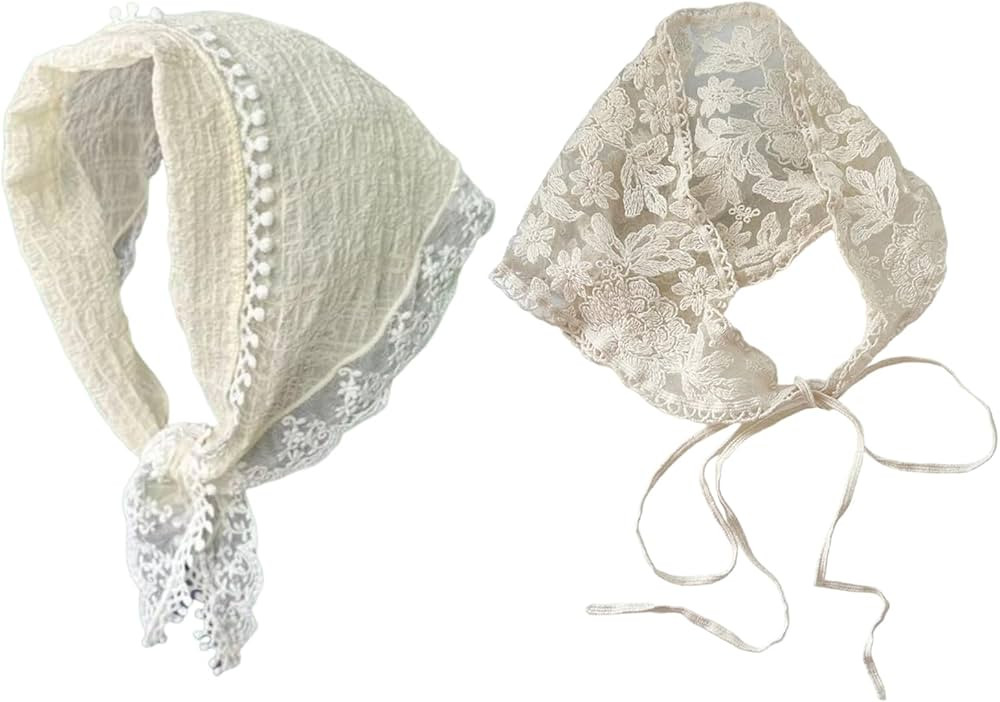 mdgfge Crochet Bandanas Headbands Boho Head Kerchief for Women Girls White Flower Head Scarf Hair... | Amazon (US)