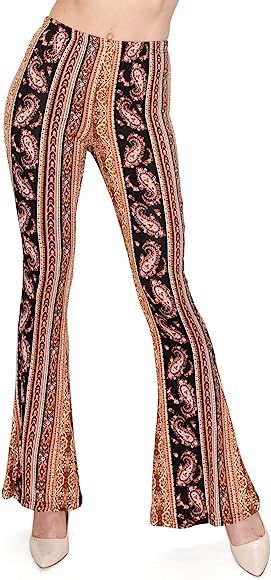 Trendy Street Elastic Waist Printed Comfy Palazzo Wide Leg Flare Pants | Amazon (US)
