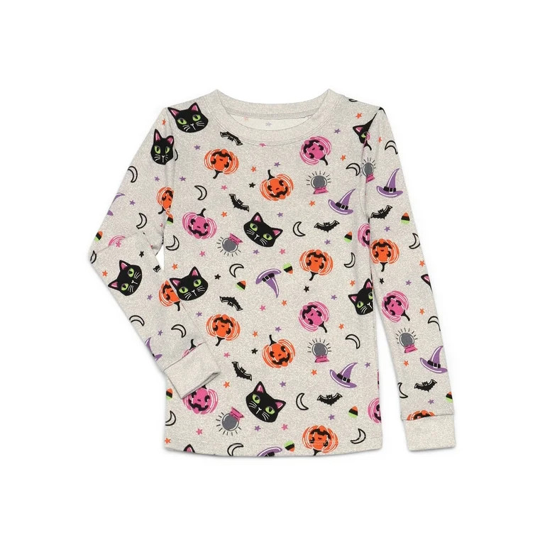 Halloween Girls Long Sleeve Top and Pants Tight Fit Sleep Set from Way to Celebrate, 2-Piece, Siz... | Walmart (US)