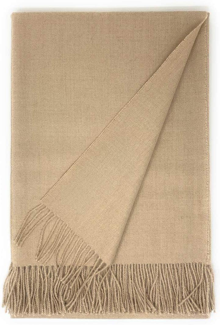 Alpaca Home - 100% Baby Alpaca Wool Solid Throw Blanket, All Natural, Hypoallergenic & Allergen Free for Home Décor or Travel 51 X 71 inches (Danish Almond) | Amazon (US)