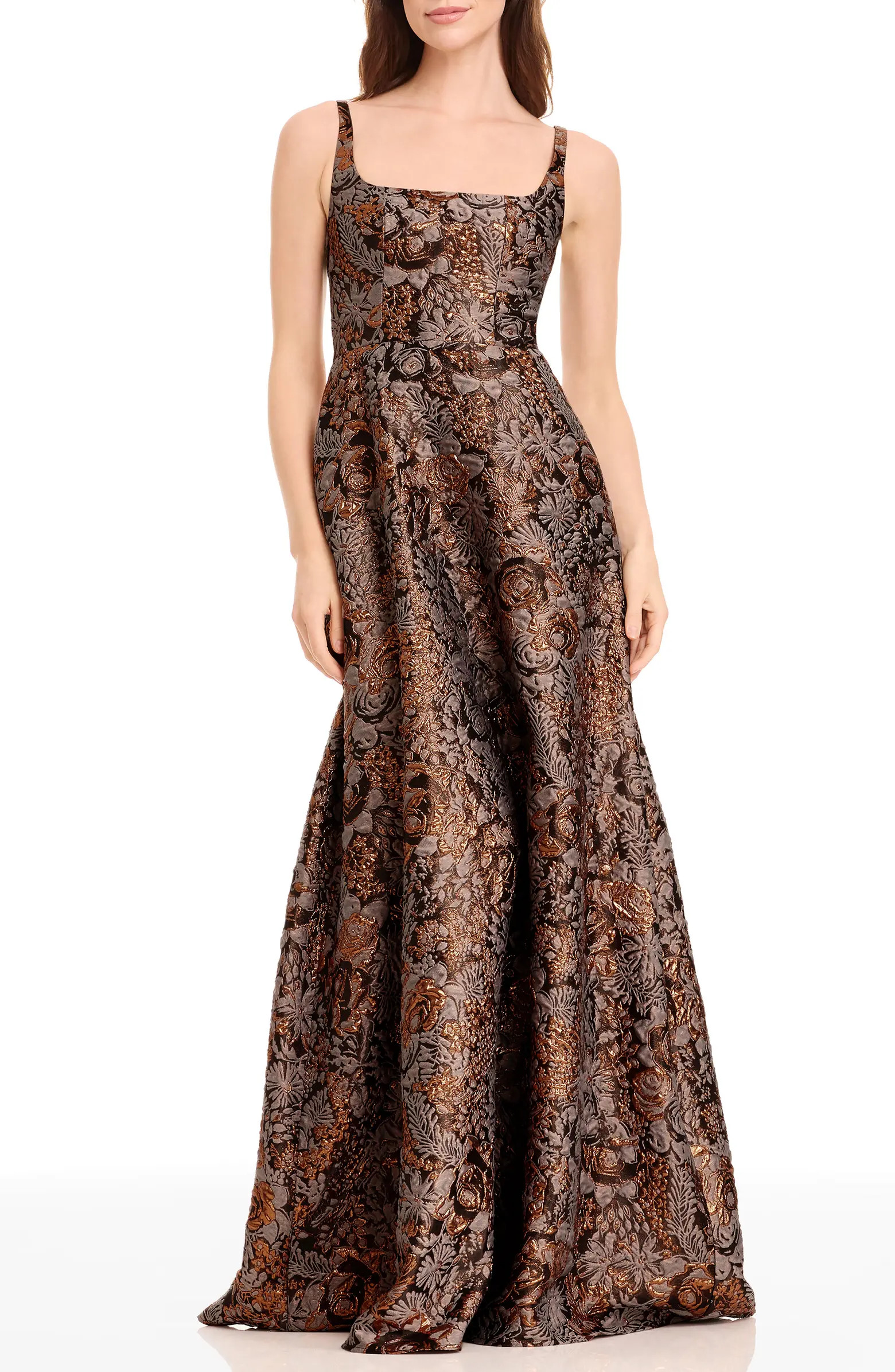 Dress the Population Vienna Metallic Floral Jacquard A-Line Gown | Nordstrom | Nordstrom