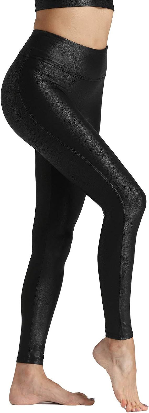 Tsful Faux Leather Leggings for Women Tummy Control High Waist Dressy Seamless Stretch Pleather Y... | Amazon (US)