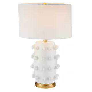 Meyer&Cross Farrington 25.5 in. Matte White Ceramic Table Lamp with Fabric Shade TL1999 - The Hom... | The Home Depot