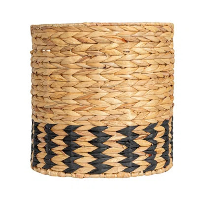 Natural Water Hyacinth And Paper Basket With Stripes | Wayfair North America