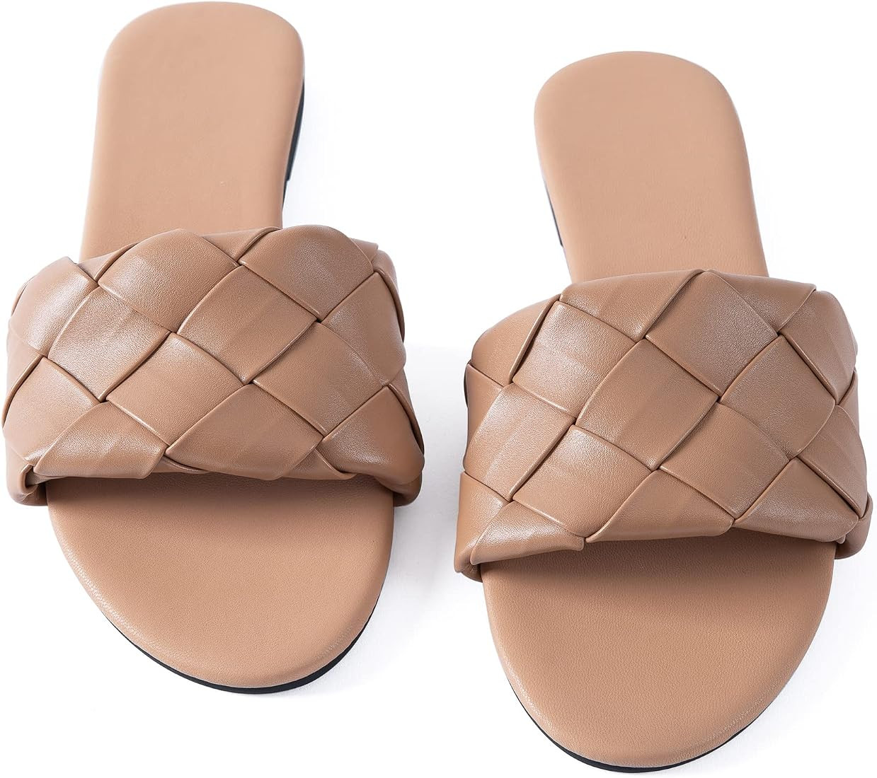 Mtzyoa Women Flat Sandals Braided Leather Crossover Nude Dressy Fashion Evening Party Wedding San... | Amazon (US)