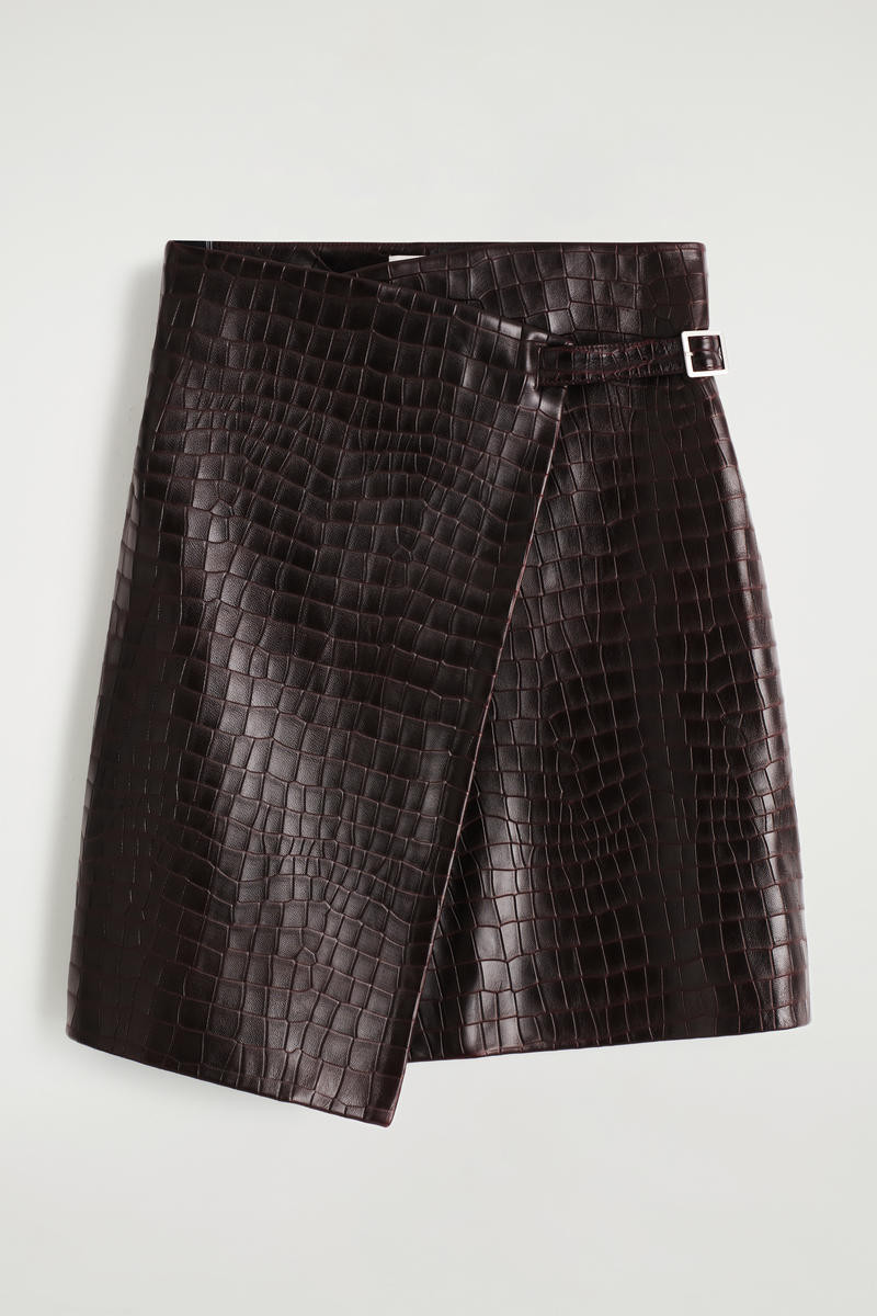 Croc-Embossed Leather Wrap Skirt | COS (US)