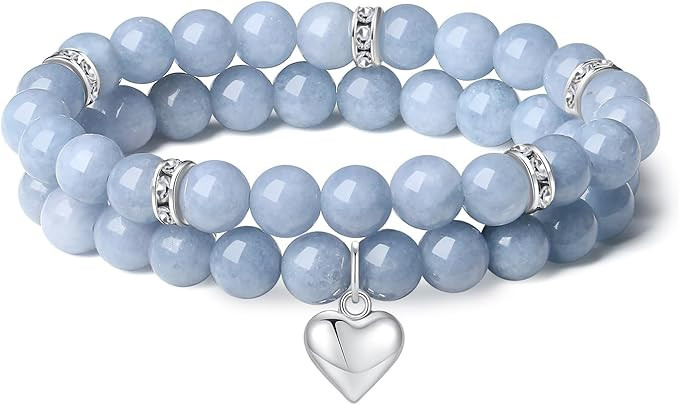 DUQGUHO 2Pcs Heart Bracelet for Women Love Bracelet 8mm Bracelets Healing Crystals Bracelet for W... | Amazon (CA)