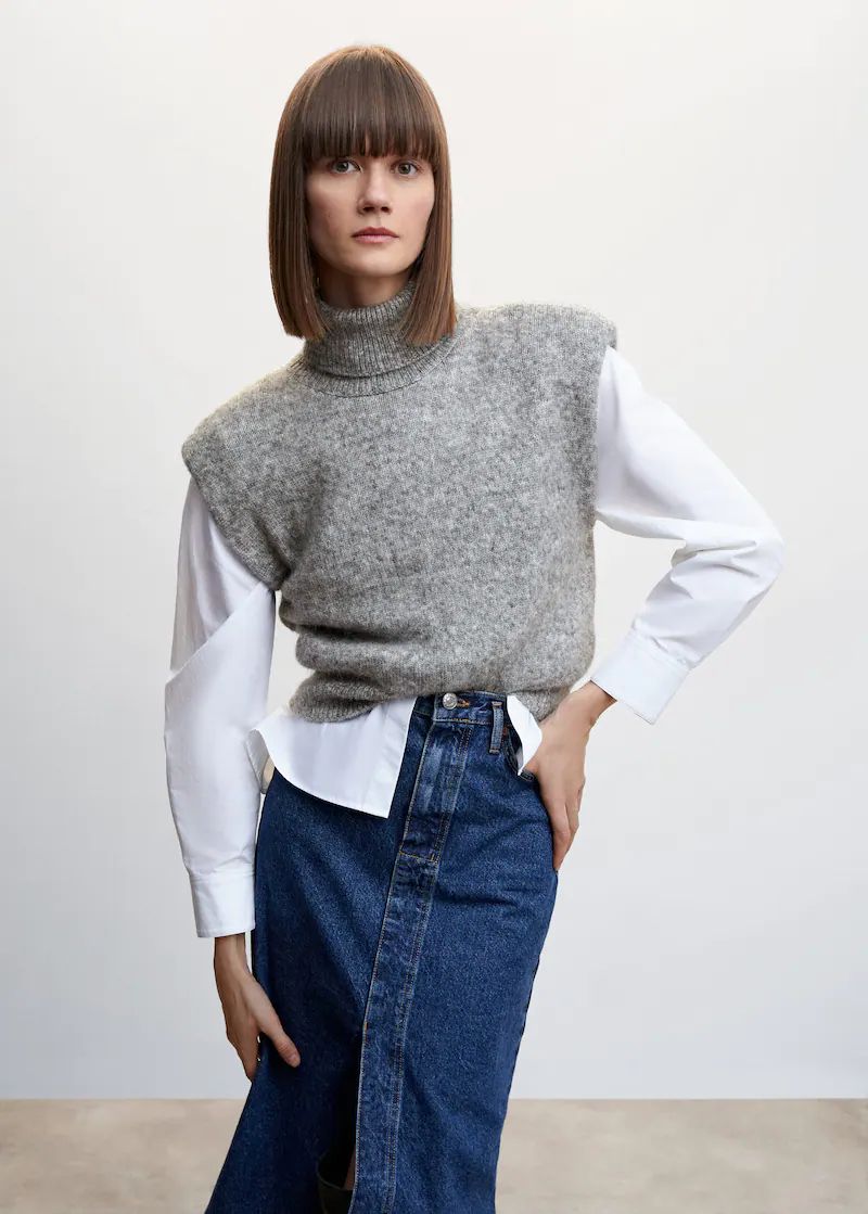 Knitted vest with shoulder pads | MANGO (US)