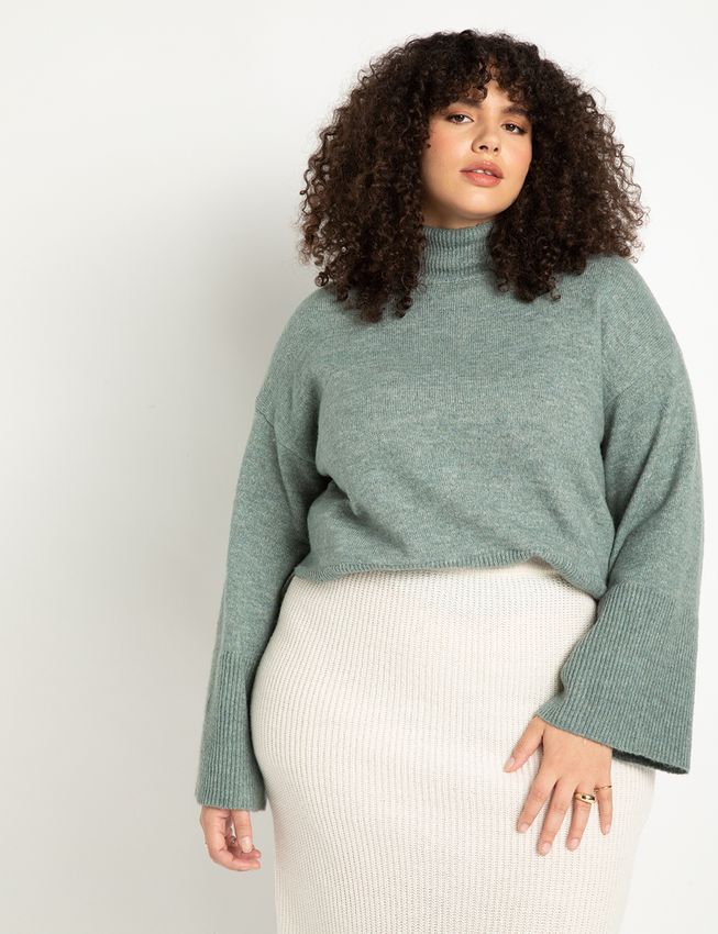 Turtleneck Flare Sleeve Sweater | Eloquii