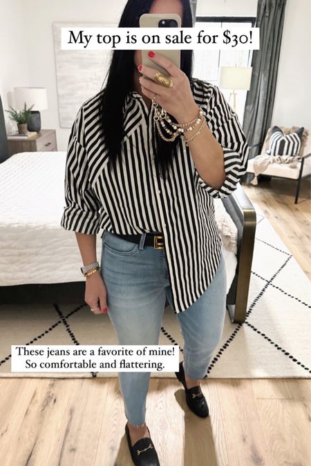 My top is on sale for $30! Top size medium (runs big so size down), jeans size 8 (be sure to size down), shoes fit TTS  

#LTKsalealert #LTKworkwear #LTKunder50