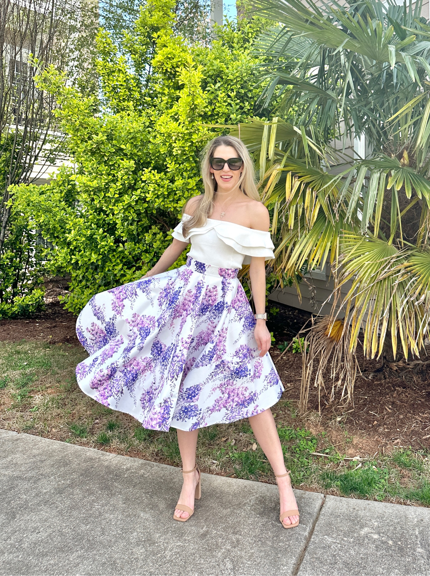 Top and skirt - went with my usual size XS. 

Skirt is a little more snug than my other skirts from Chicwish. Not too tight to be uncomfortable.

Shoes - mine are suede, which are no longer available. They do still make this shoe though, linking the smooth leather version. I went with my usual size 7.5

#LTKSeasonal #LTKshoecrush #LTKfindsunder100