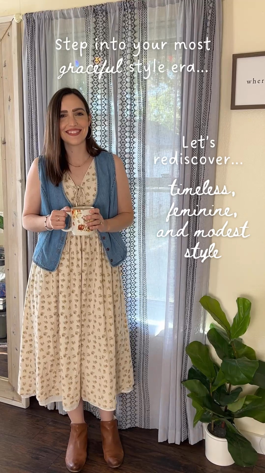 Cream and brown floral maxi dress with denim vest and brown boots

Feminine outfits, modest fashion, timeless style

#LTKSeasonal #LTKFindsUnder100 #LTKootd