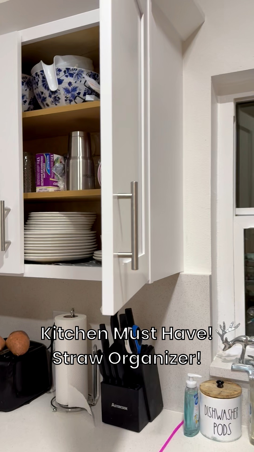 Straw organizer for kitchen cabinet!! I must have for kitchen, organization and storage! I had been using a regular glass cup for all of my straws and it was such a pain. I would knock it over when trying to get the straws out. This little straw organizer is such a great idea to keep your cabinets, tidy, with easy access to your straws! 
Highly recommend !
Amazon finds. Amazon deals. Kitchen accessories. Kitchen hacks. Storage solutions. Kitchen cabinets. Must have. Mom life. Family. Cooking. Water bottle. Stanley. Stocking stuffer ideas. Reuse. Reusable. Eco-Friendly. Reusable straws. Glass straws. Stainless steel straws. 

#LTKFindsUnder50 #LTKHome #LTKfitnessgoals