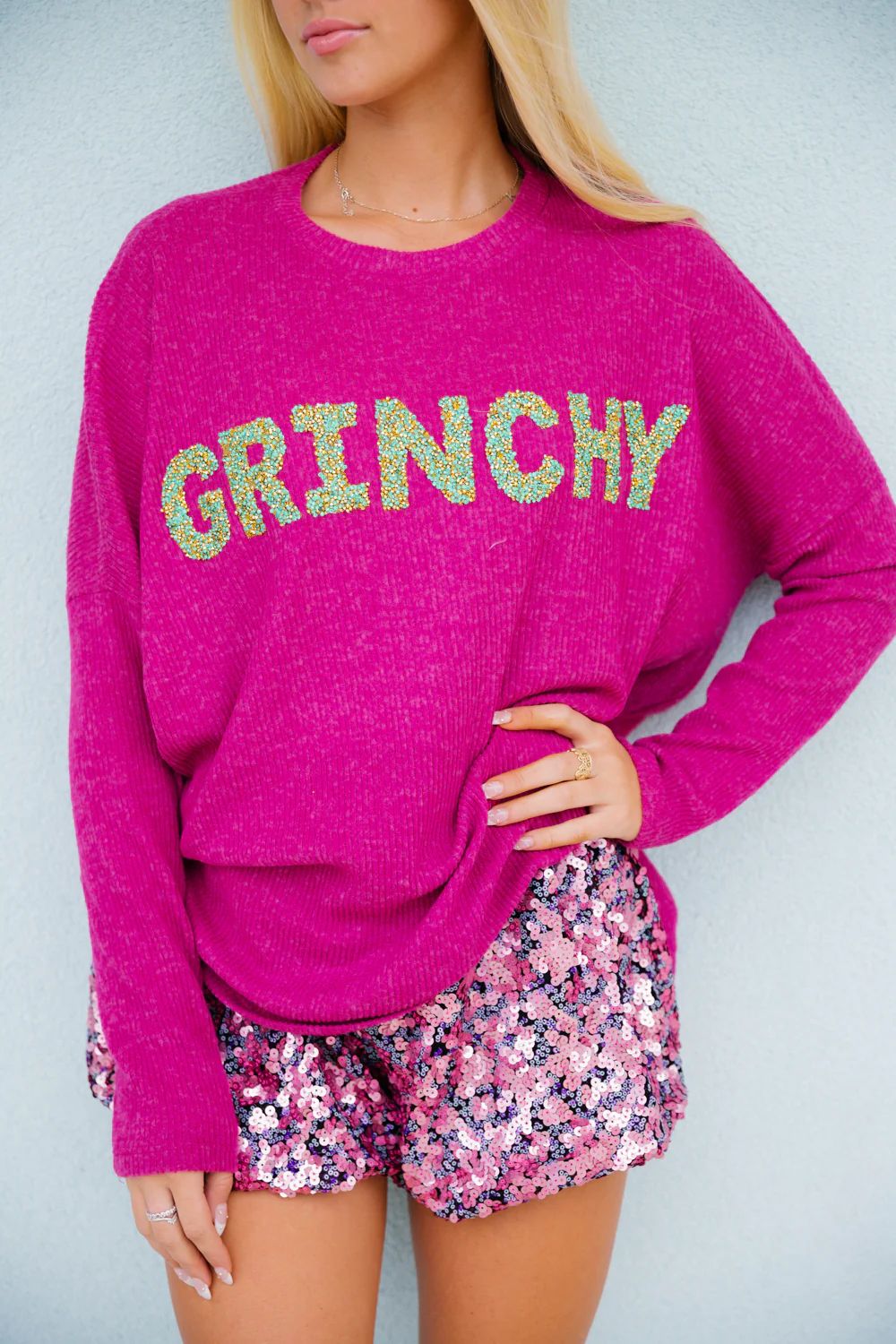 GRINCHY PINK CONFETTI SWEATER | Judith March