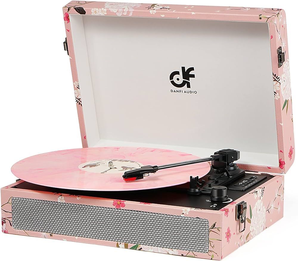 Vinyl Record Player Bluetooth with Built-in Speakers, Vintage Portable Suitcase Turntable 3-Speed... | Amazon (US)