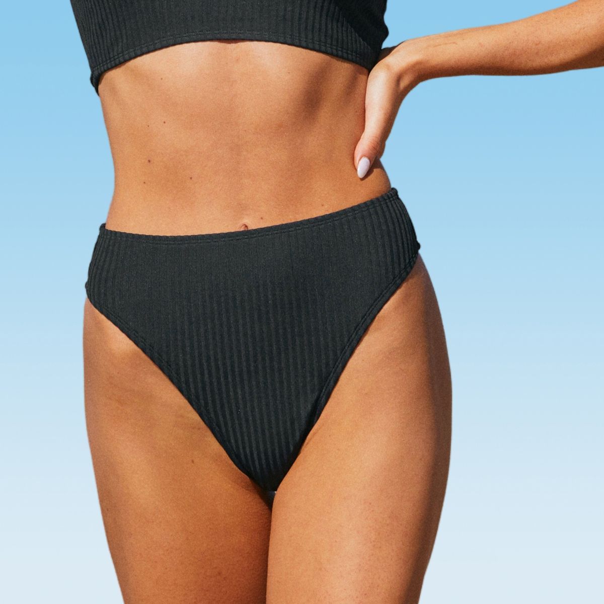 Women's Rib High Waist Cheeky Bikini Bottoms - Cupshe | Target