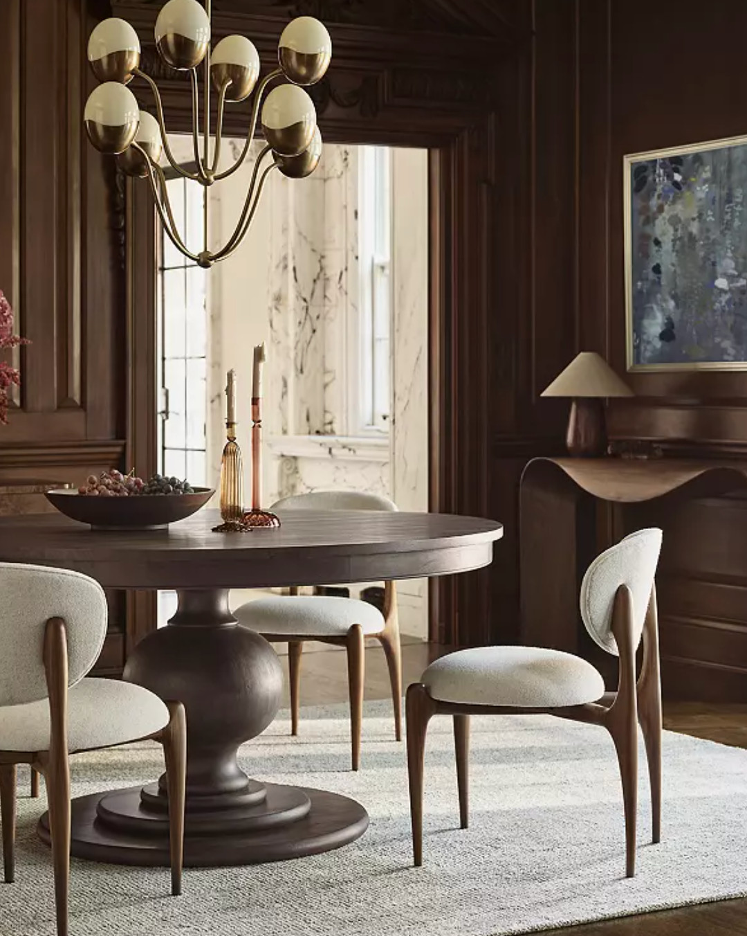 Dining room - round dining table, dining chair, lighting, chandelier, candle, lamp 

 #LTKHome