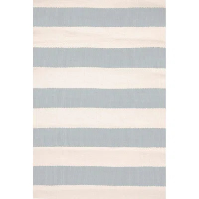 Catamaran Stripe Light Blue/Ivory Handwoven Indoor/Outdoor Rug | Wayfair North America